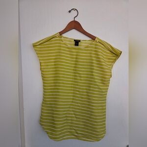 Ann Taylor Yellow Striped Blouse with Gold Details